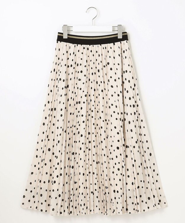 自由区 【セットアップ可】ドットプリント プリーツスカート ベージュ系5
