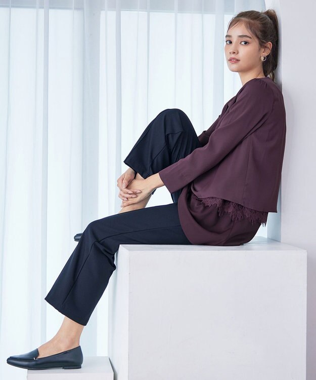 Tiaclasse 【洗える】レースコンビチュニックブラウス パープル