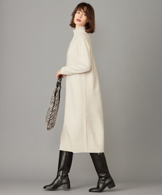 ICB L 【WEB限定カラーあり・洗える】 ソフトカシミヤミックス ハイネックワンピース トープ系
