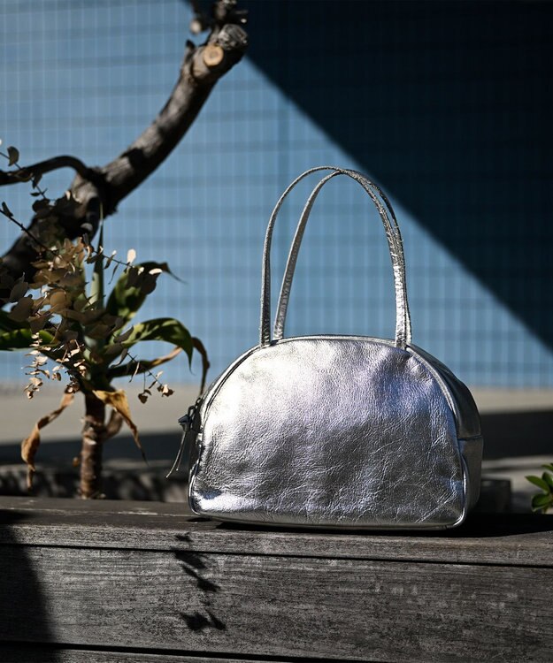 FOLNA RD ホイルレザーボストンバッグ Mサイズ シルバー