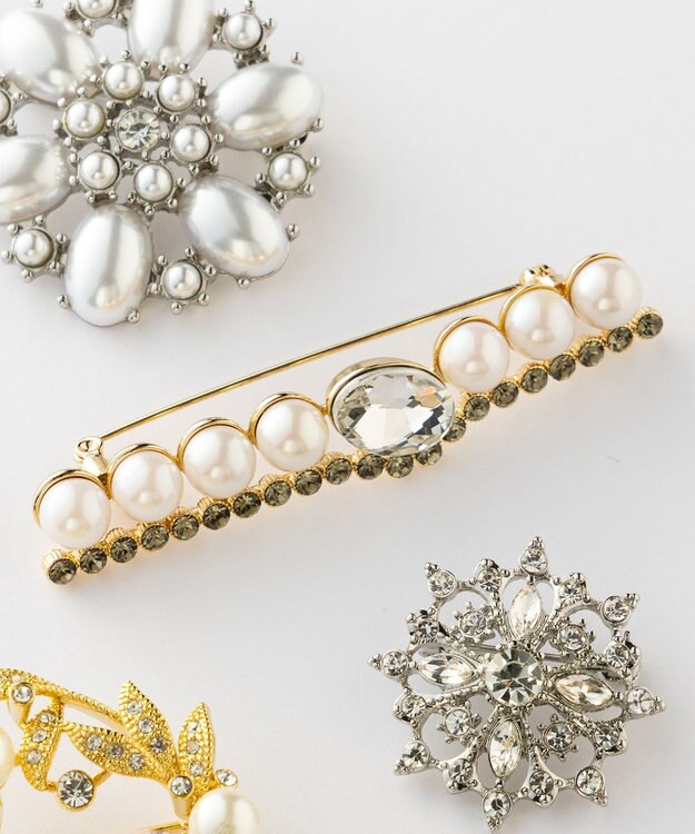 23区 パール ライン ブローチ アイボリー系