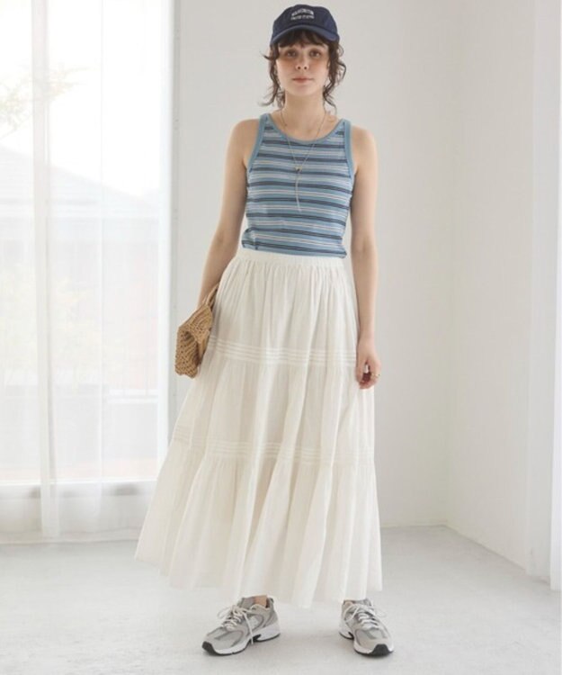 WEGO 【ANGIE VINTAGE】カップ付きマルチボーダータンク ブルーボーダー