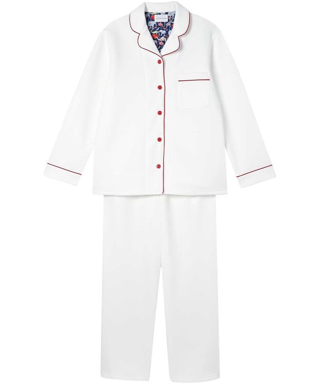 une nana cool 【綿混】ハイゲージダブルエアー 長袖開襟パジャマ MADE WITH LIBERTY FABRIC ホワイト