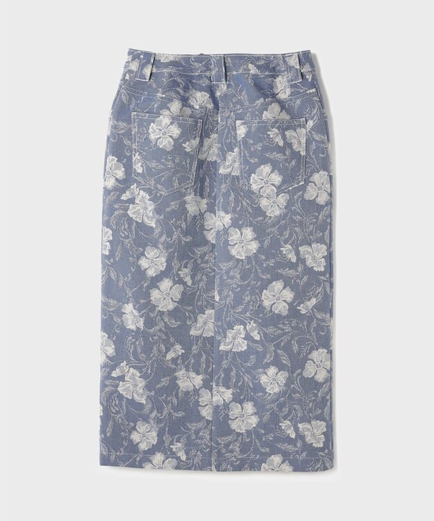 GRACE CONTINENTAL ボタニカルジャガードスカート ブルー