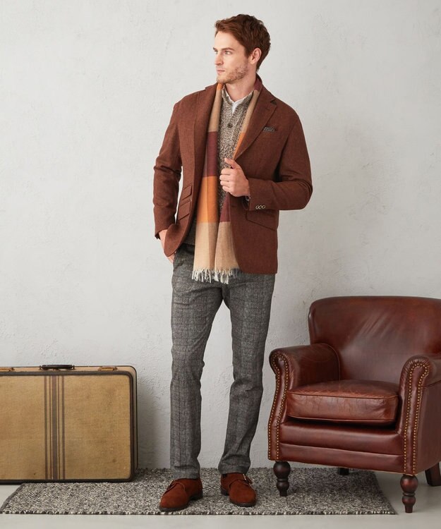 JOSEPH ABBOUD 【ストレッチ】フランネルジャージ パンツ ダークブラウン系4