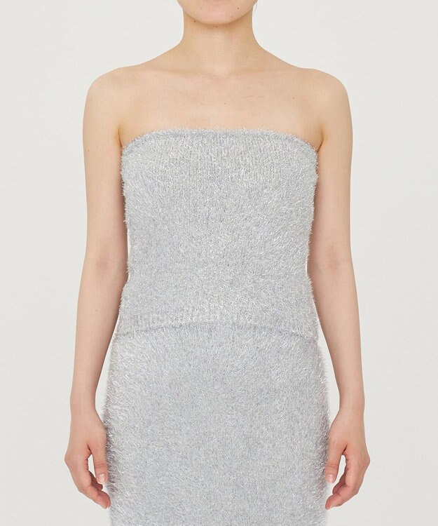 uncrave ラメ シャギー ニット バンドゥ（uncrave STANDARD） シルバー×ライトグレー