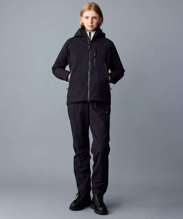 JOSEPH ABBOUD MOUNTAIN 【ECO撥水/耐水性/透湿/防水素材/ストレッチ/軽量/ライナードッキング対応】ボイルドポリエステル マウンテンシェルパーカー ブラック系
