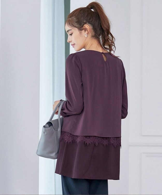 Tiaclasse 【洗える】レースコンビチュニックブラウス パープル