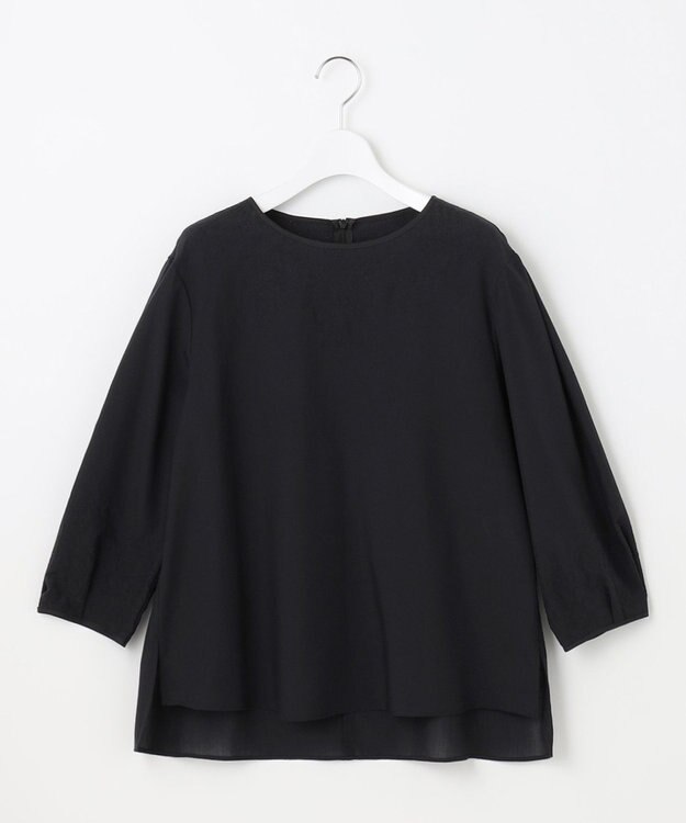 自由区 S 【洗える】コードエンブロイダリーボートネック ブラウス ミッドナイト