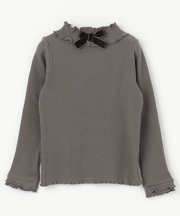 ANY KIDS テレコハイネック長袖Tシャツ チャコール