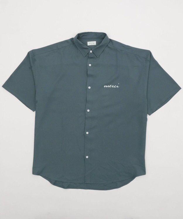 WEGO 【速乾/しわになりにくい/MLサイズ展開】アムンゼンワンポイントBIGシャツ（SS） サックス