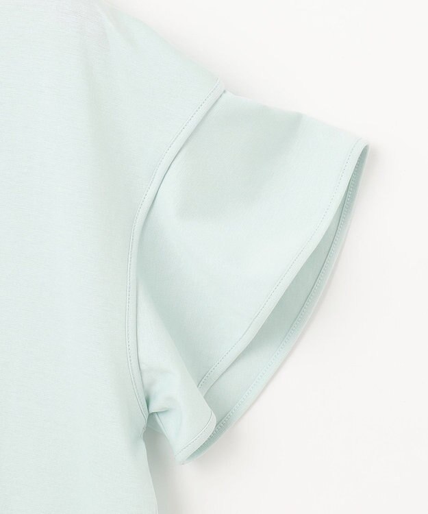 組曲 【洗える】シルケットポンチ フリルスリーブ カットソー スモーキーグリーン系