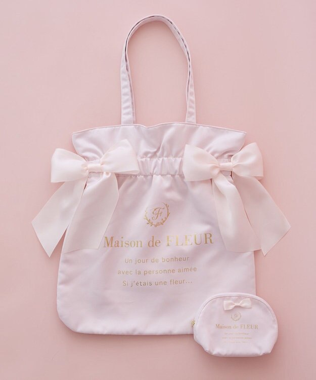 Maison de FLEUR 《セット商品》ダブルリボンギャザートート・ポーチ Light Pink
