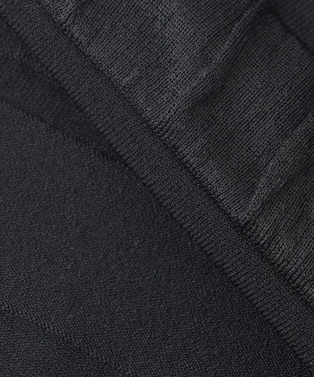 自由区 S 【接触冷感・UVカット・洗える】クレープストレッチボーダー ニット ブラック