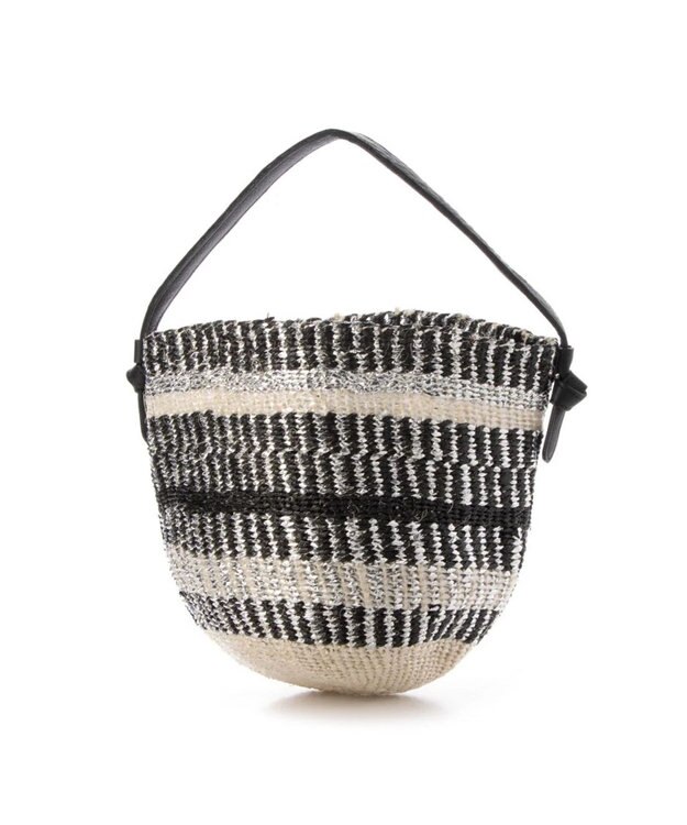 UNBILLION perche プラスティックサイザル×姫路レザー手提げトートバッグ ブラック