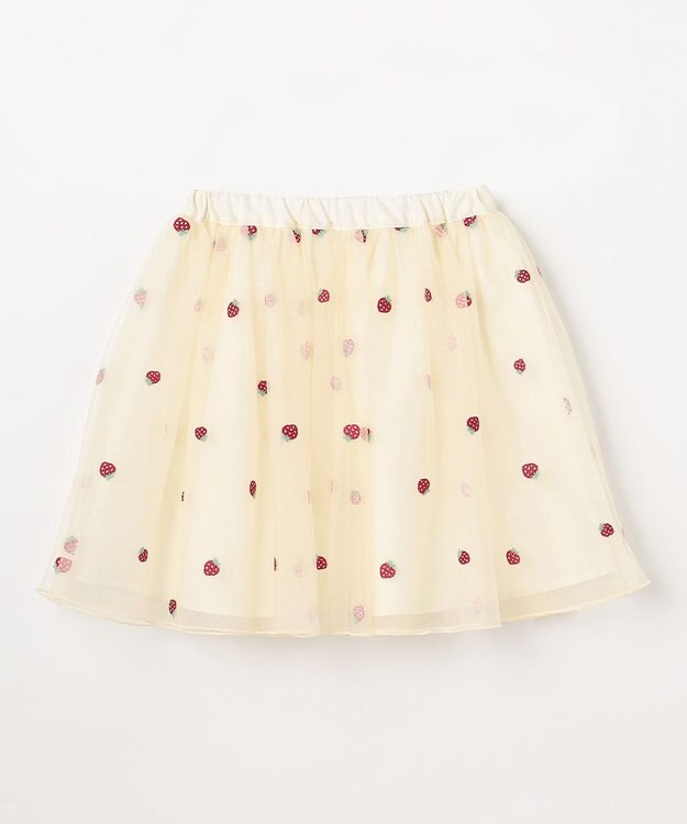 ANY KIDS 【Strawberry Collection】総刺繍 いちごチュールスカート エクリュ