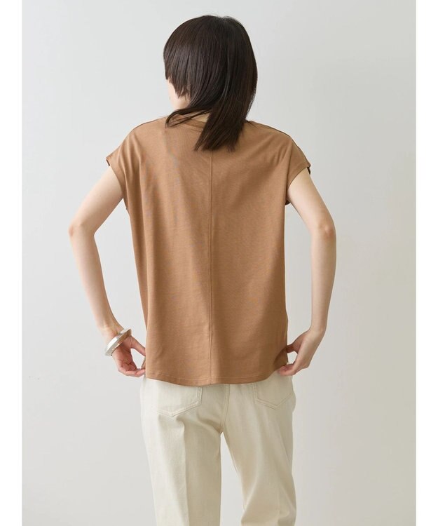 AMERICAN HOLIC 接触冷感フレンチスリーブカットプルオーバー Camel