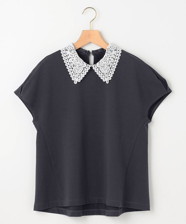 組曲 S 【2WAY】レース襟フレンチテリー カットソー スレートグレー系