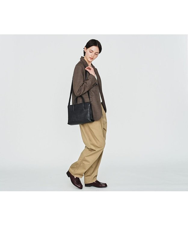 genten エッセンシャルゴート 2WAYショルダーバッグ クロ