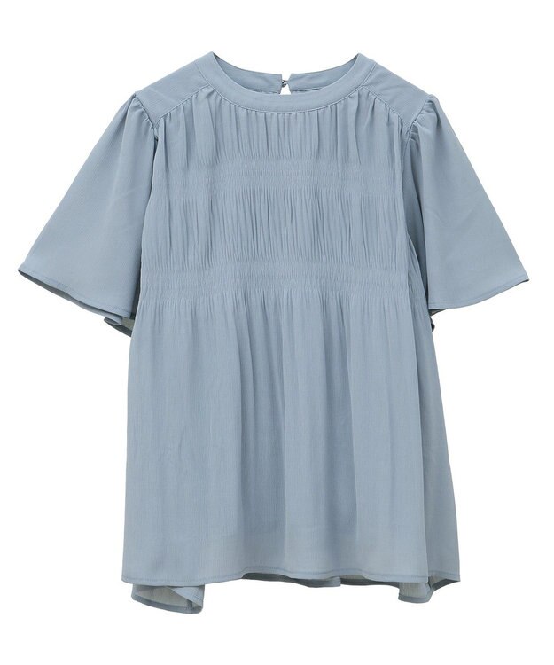 earth music&ecology マジョリカプリーツ半袖ブラウス Sax