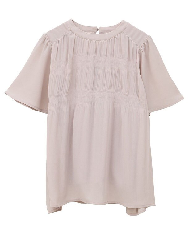 earth music&ecology マジョリカプリーツ半袖ブラウス Pink Beige