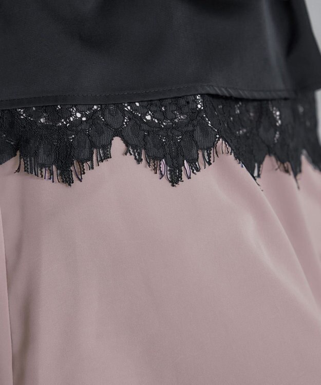 Tiaclasse 【洗える】レースコンビチュニックブラウス ブラック