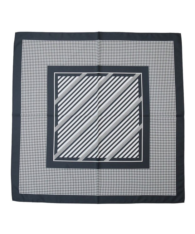 Green Parks ７０ｃｍ　幾何学柄スカーフ Black