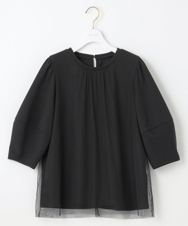 ANY SIS L 【洗える】カットジョーゼットチュール トップス ブラック