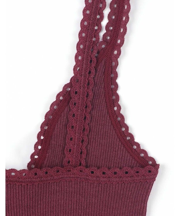 AMPHI あったかインナー 薄手 リブ素材 キャミソール UWF160 アンフィ／ワコール エンジ