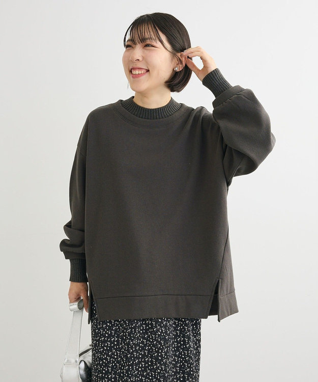 Green Parks リブドッキング裏起毛プルオーバー Charcoal Gray