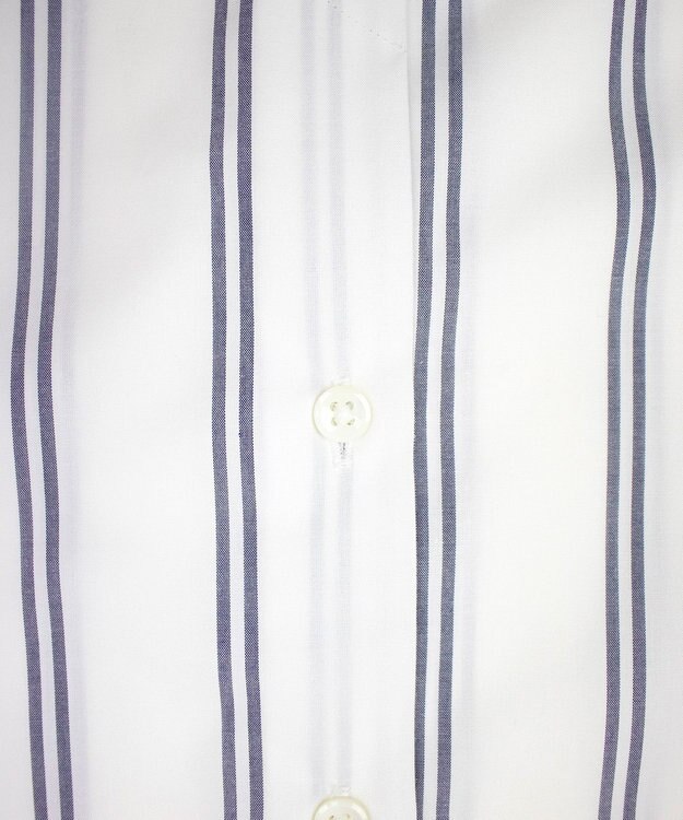 KASHIYAMA GIZA 100/2 バンドカラーシャツ ネイビーレールストライプ