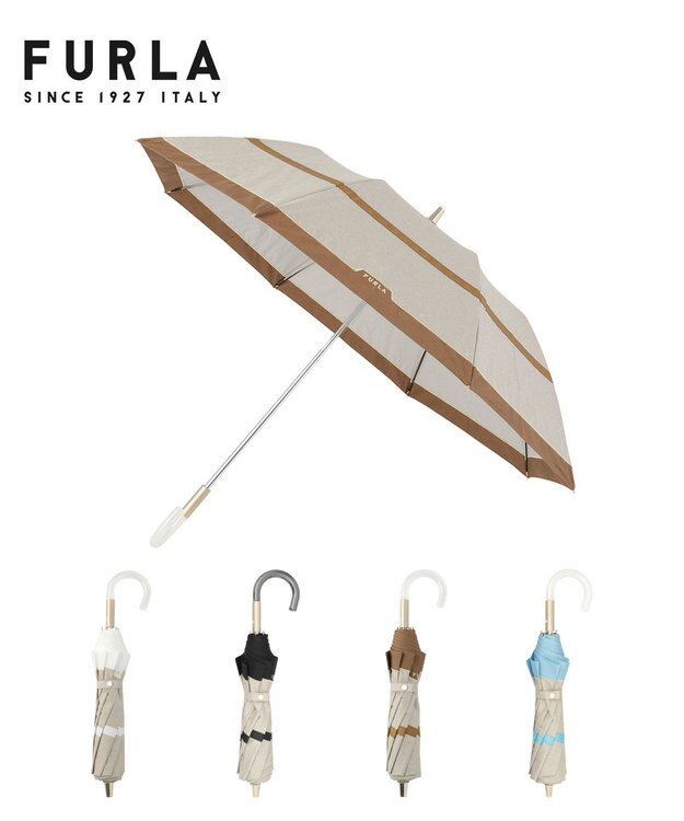 FURLA 晴雨兼用日傘 折りたたみ傘 シャンブレー切継 ／遮光 遮熱 