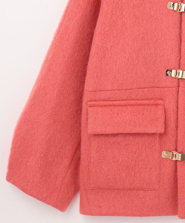 GRACE CONTINENTAL ノーカラーシャギーコート ピンク