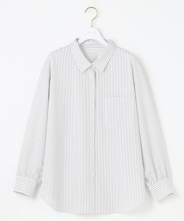 ANY SIS L 【接触冷感・UVカット】ラッシュガード シャツ グレーストライプ