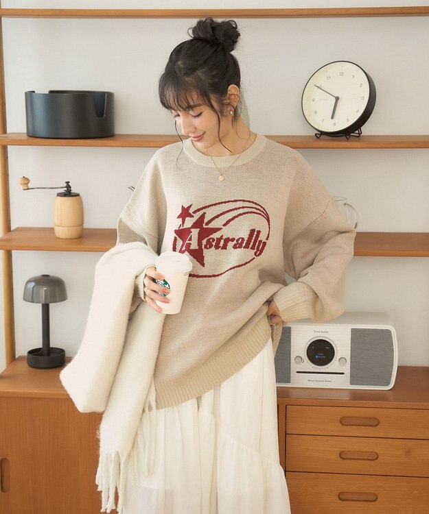 WEGO 【新色追加/ユニセックス着用ITEM/SMLサイズ展開】ジャガードグラフィックプルオーバー（LS）