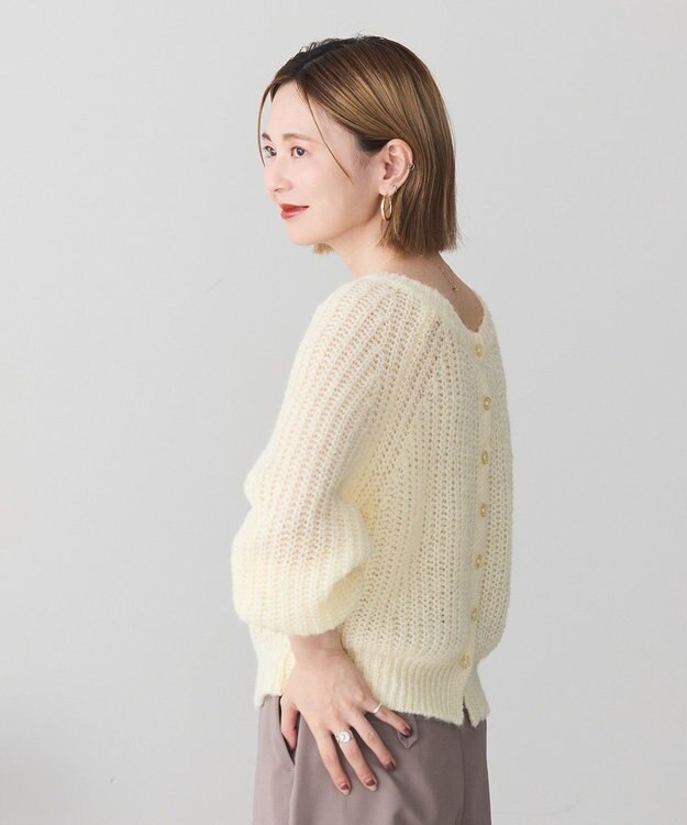 AMERICAN HOLIC 【2WAY】モヘヤ風甘編みカーディガン Ivory
