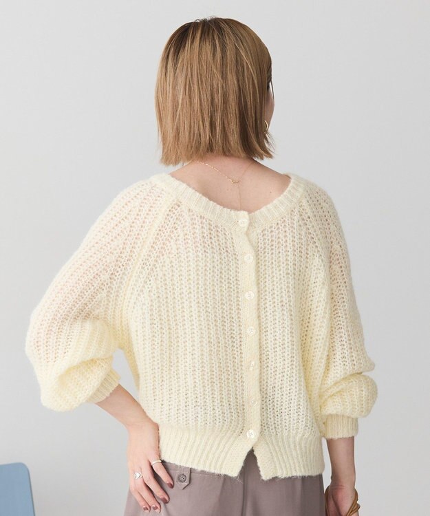 AMERICAN HOLIC 【2WAY】モヘヤ風甘編みカーディガン Ivory