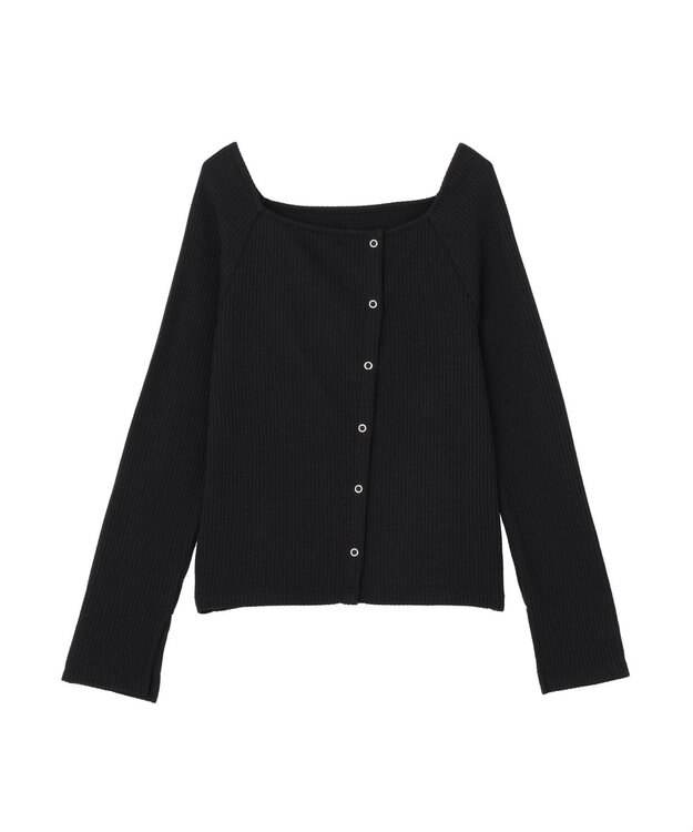 earth music&ecology 【予約】アシメ釦ツイストテレコカットソー ブラック