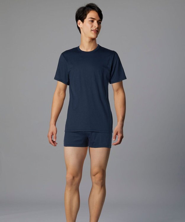 WACOAL MEN インナー　3分袖　綿100％　吸汗速乾　抗菌防臭　クルーネック　アウターとしても着用可能　/ブロス　GL5300 コン