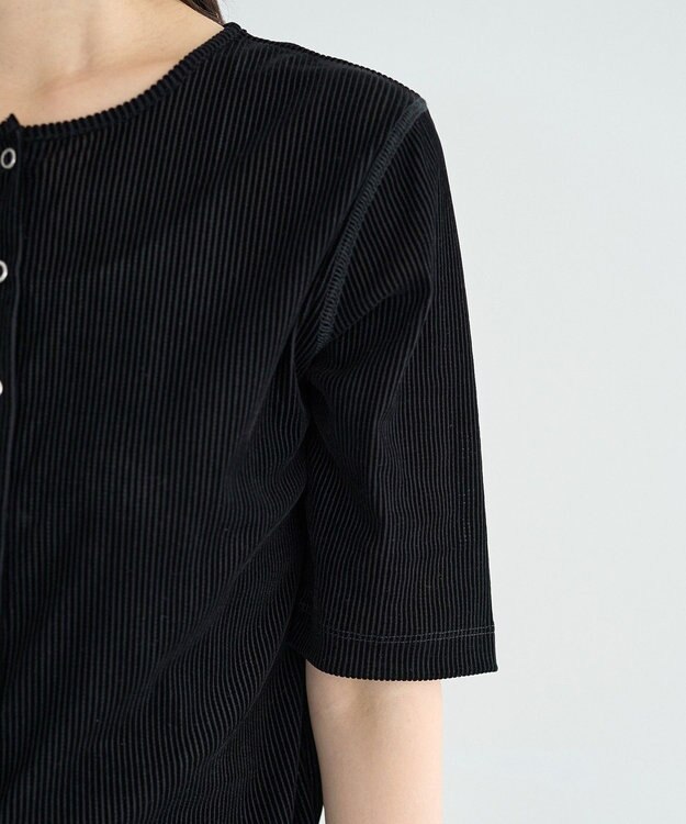 earth music&ecology フロッキーチュールカーディガン Black