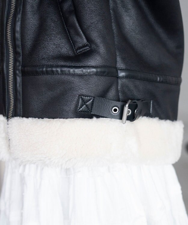 WEGO 【25年秋冬新作】フェイクムートンボアジャケット ブラック