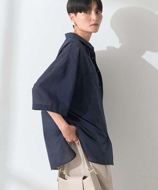 AMERICAN HOLIC イージーケア+接触冷感Wポケットオーバーシャツ Navy