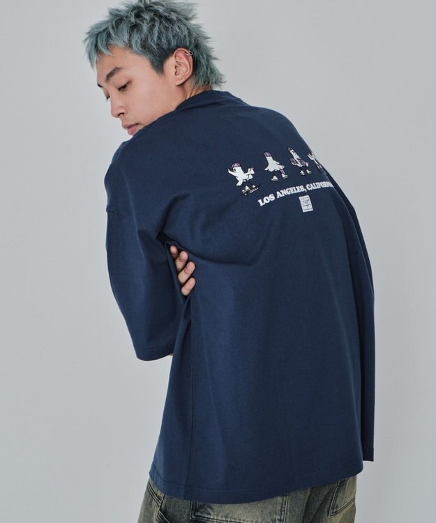 WEGO 【ユニセックス着用ITEM/MLサイズ展開】別注VISIONゴーストスケーターグラフィックT（SS） ブルー