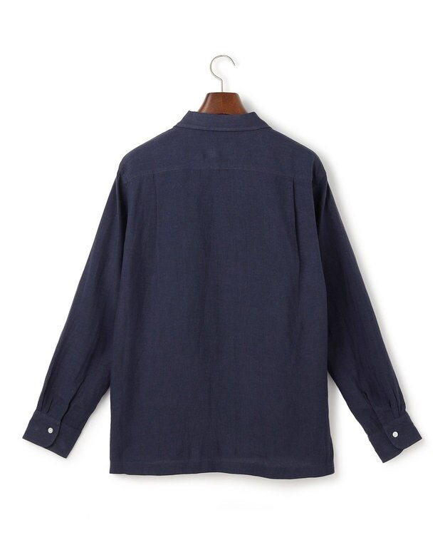 J.PRESS MEN 【LIBECO】リネンオープンカラー シャツ ネイビー系