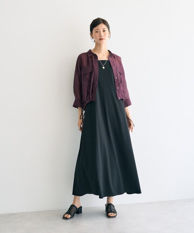 YECCA VECCA 【2点SET】シアーシャツ×Aラインキャミワンピース Purple