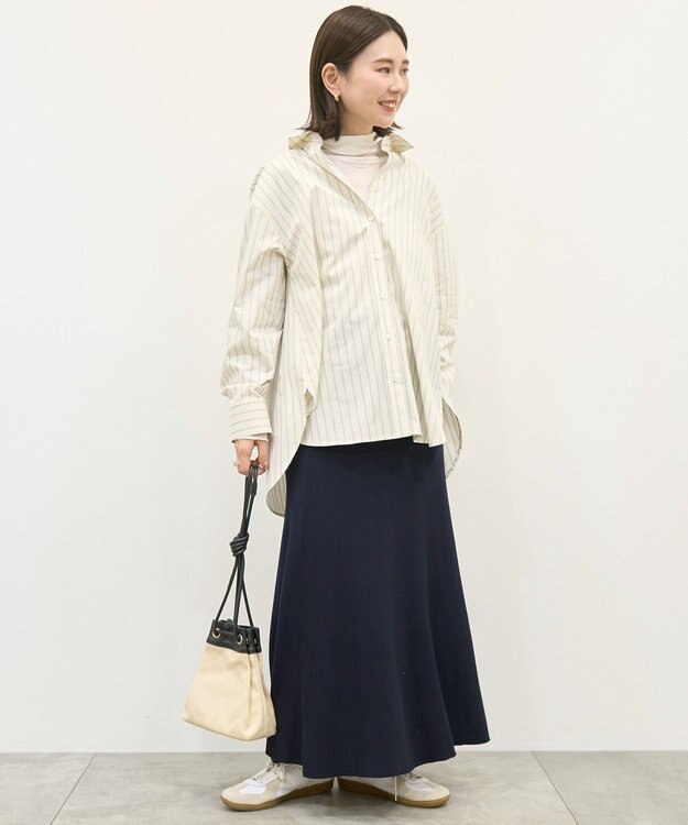 AMERICAN HOLIC 配色レギュラーカラーシャツ Stripe Beige