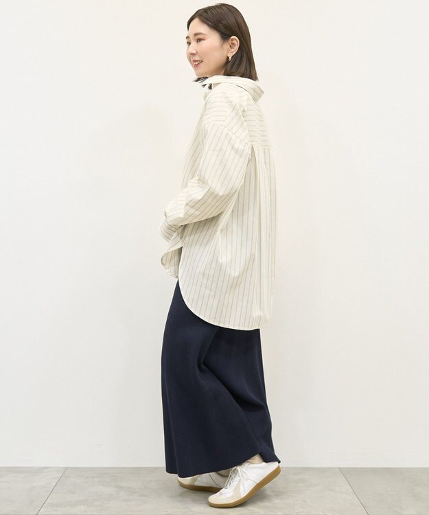 AMERICAN HOLIC 配色レギュラーカラーシャツ Stripe Beige