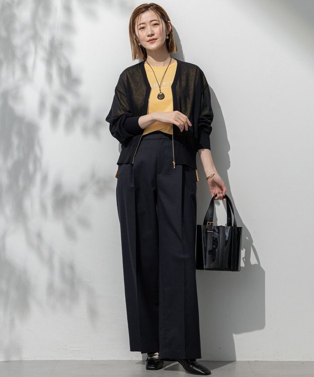 23区 S 【洗える】ライトシアーニット ブルゾン ブラック系