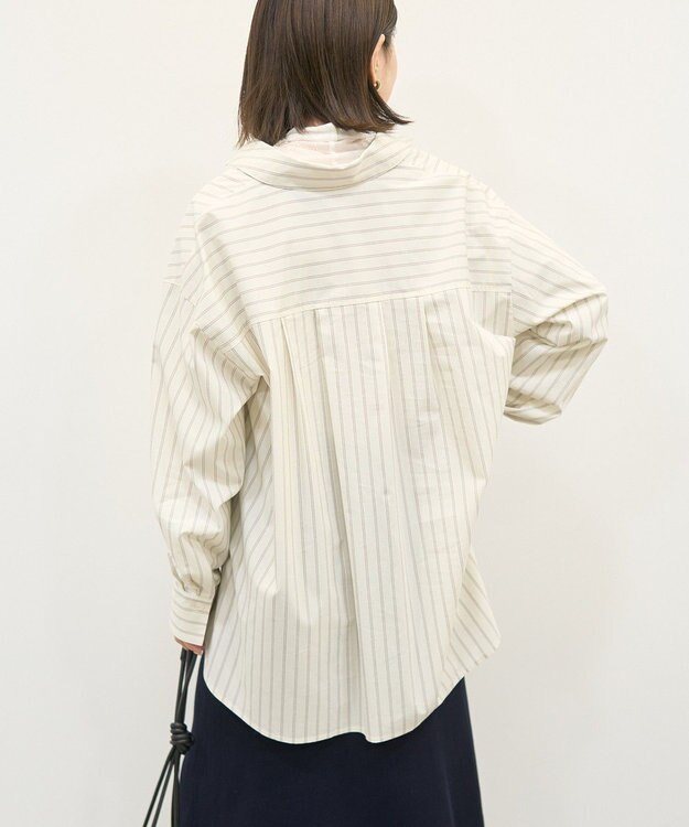 AMERICAN HOLIC 配色レギュラーカラーシャツ Stripe Beige