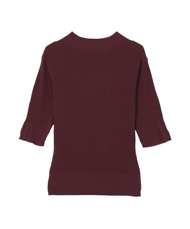 YECCA VECCA ハイネック5分袖リブニット Bordeaux